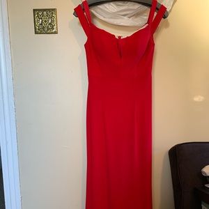 Off the shoulder red prom dress